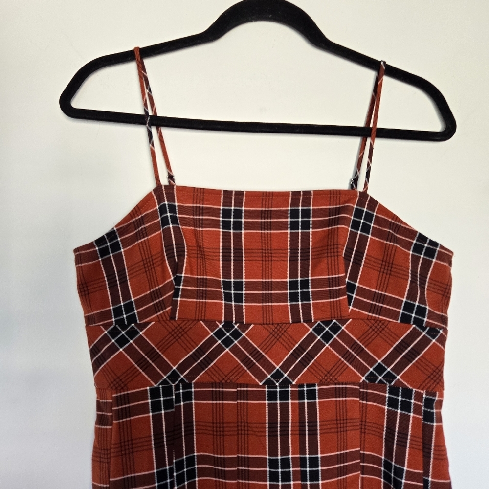 Nordstrom BP. Preppy Plaid Pleated Mini Dress In Rust Henna Billy Plaid Size M - Picture 4 of 12